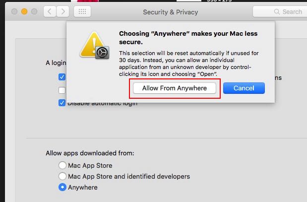 Mac osx 10.12 allow apps from anywhere computer